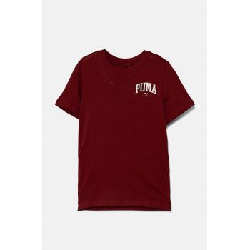 Puma tricou de bumbac pentru copii SQUAD Smallphic Tee culoarea bordo, cu imprimeu, 682773