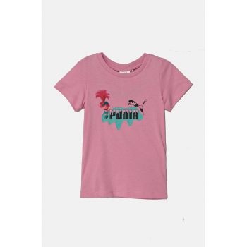 Puma tricou de bumbac pentru copii X TROLLS Tee culoarea roz, cu imprimeu, 627376