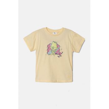 Puma tricou de bumbac pentru copii X TROLLSphic Tee culoarea galben, cu imprimeu, 627383