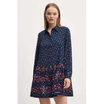 Tommy Jeans rochie culoarea albastru marin, mini, evazati, DW0DW18713