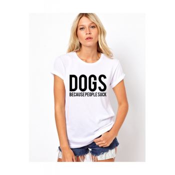 Tricou dama alb - DOGS la reducere