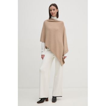 United Colors of Benetton poncho din amestec de lana culoarea bej, 1235DU01A