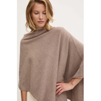 United Colors of Benetton poncho din amestec de lana culoarea bej, 1235DU01A