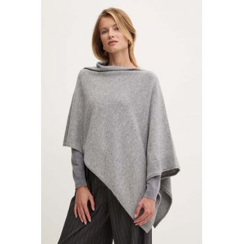 United Colors of Benetton poncho din amestec de lana culoarea gri, 1235DU01A