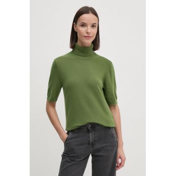 United Colors of Benetton pulover din amestec de lana femei, culoarea verde, light, cu guler, 1035D2036