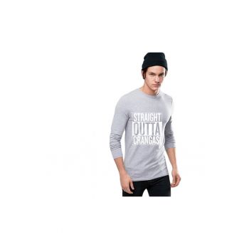 Bluza barbati gri cu text - Straight Outta Crangasi