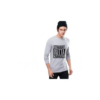 Bluza barbati gri cu text - Straight Outta Crangasi