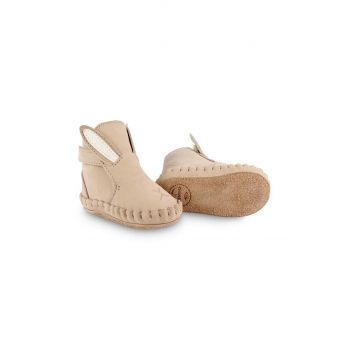 Donsje incaltaminte din piele pentru bebelusi Kapi Classic Booties Bunny culoarea bej, 1028002