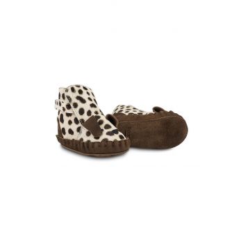 Donsje incaltaminte din piele pentru bebelusi Kapi Exclusive Booties Dalmatian culoarea maro, 1028120