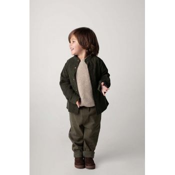 Donsje pantaloni bebe Olb Trousers culoarea verde, neted, 4089500