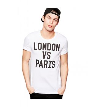 Tricou alb barbati - London vs Paris