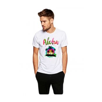 Tricou barbati alb - Aloha