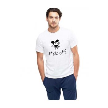 Tricou barbati alb - f*ck off Mickey Mouse