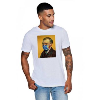 Tricou barbati alb - Van Gogh in Pandemie