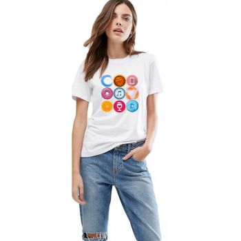 Tricou dama alb - Circle la reducere