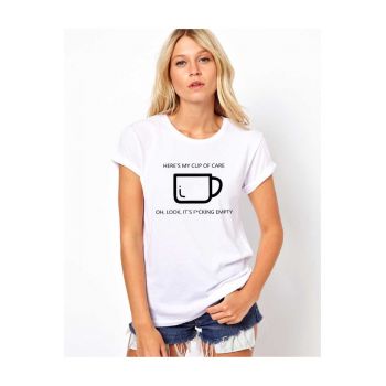 Tricou dama alb - Cup of care la reducere