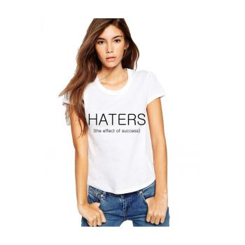 Tricou dama alb - HATERS