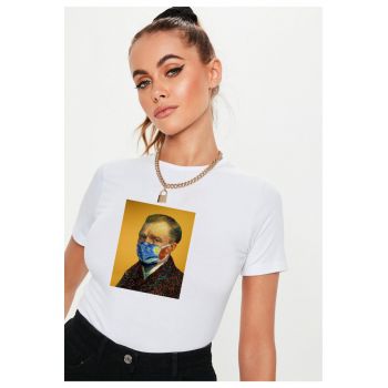 Tricou dama alb - Van Gogh in Pandemie