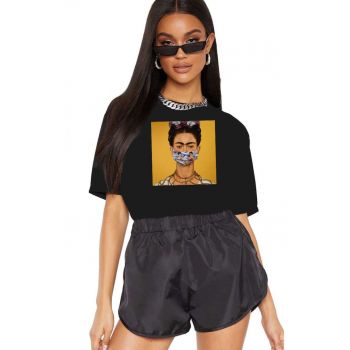 Tricou dama negru - Frida in Pandemie