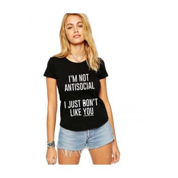 Tricou dama negru - I'm not antisocial