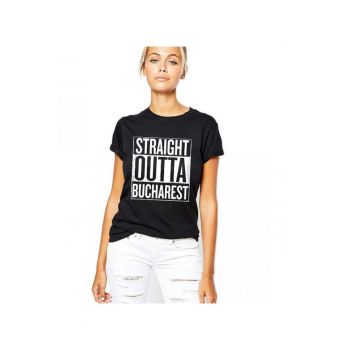 Tricou dama negru - Straight Outta Bucuresti