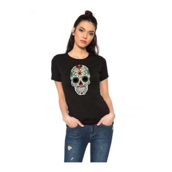 Tricou dama negru - Sugar Skull Colorful