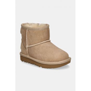 UGG cizme de zapada din piele intoarsa CLASSIC MINI II culoarea bej, 1017715T