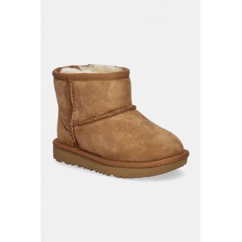 UGG cizme de zapada din piele intoarsa CLASSIC MINI II culoarea maro, 1017715T