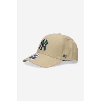 47brand sapca New York Yankees culoarea bej, cu imprimeu