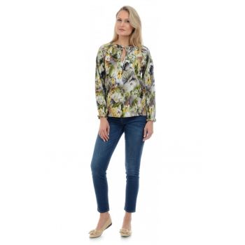 888124542-Bluza Dama Verde si Imprimeu cu Flori