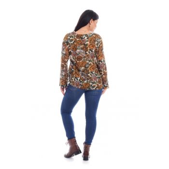 888132646-Bluza Dama Pliu cu Imprimeu Floral Maro la reducere