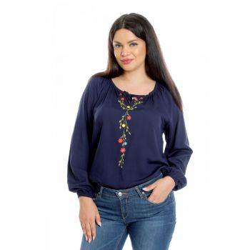 888141687-Bluza Ie Dama - Bleumarin cu pictura realizata manual