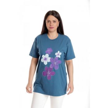 888141922-Bluza Dama - Albastru cu Pictura Murala II