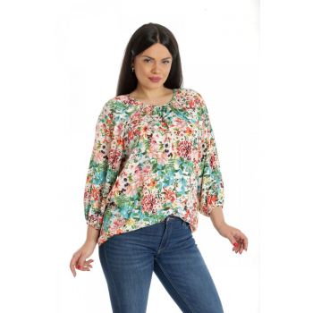 888141923-Bluza Dama - Ampla - Multicolora cu model Floral la reducere