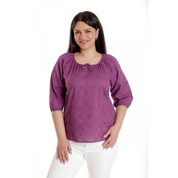 888142601-Bluza Dama - IE - Violet cu broderie sparta