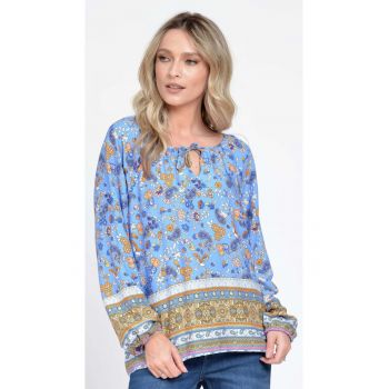 888143228-Bluza IE Dama cu Maneca lunga - Multicolor cu Imprimeu Combinat