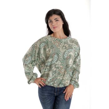 888144257-Bluza Dama - cu Maneca lunga tip Kimono - Verde