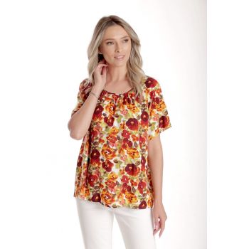 888144393-Bluza Dama - Ampla cu Imprimeu Floral - Panselute