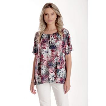 888144394-Bluza Dama - Ampla cu Imprimeu Floral - Multicolor la reducere