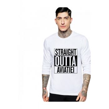 Bluza barbati alba - Straight Outta Aviatiei