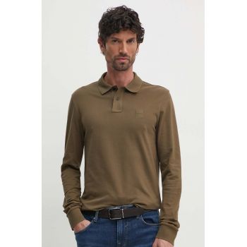 Boss Orange longsleeve barbati, culoarea verde, neted, 50507704