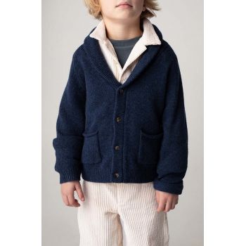 Donsje cardigan de lână pentru copii Kicher Merino Wool Cardigan culoarea albastru marin, 4090400