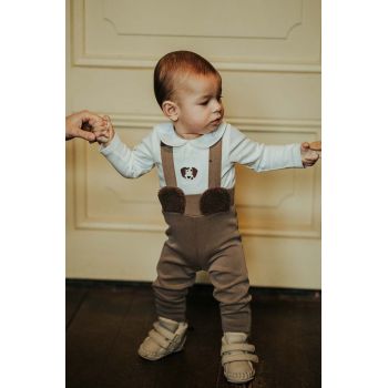 Donsje leggins bebe Sieffi Leggings Bear culoarea maro, neted, 3034601