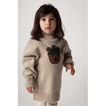 Donsje pulover de lana pentru bebeluși Denn Merino Wool Sweater Bear culoarea bej, 4083501