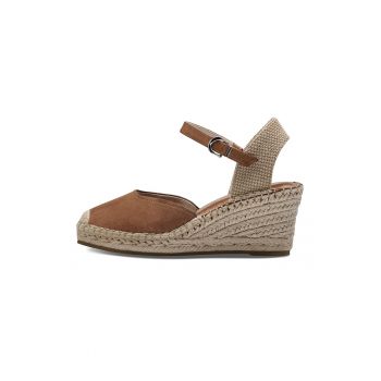 Espadrile wedge de piele intoarsa