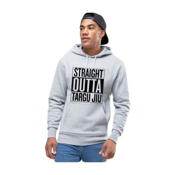 Hanorac Barbati Gri - Straight Outta Targu Jiu