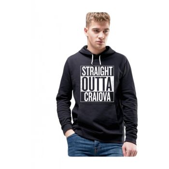 Hanorac Barbati Negru- Straight Outta Craiova