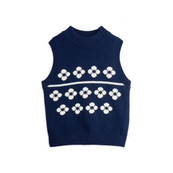 Mini Rodini vestă din amestec de lână pentru copii Flowers culoarea albastru marin, 2472010660