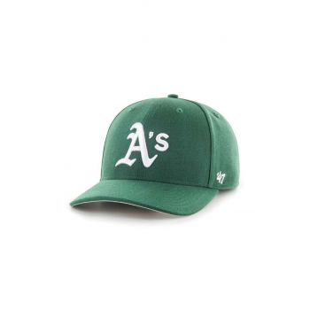 47 brand sapca MLB Oakland Athletics culoarea verde, cu imprimeu, B-CLZOE18WBP-DGB