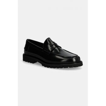 BOSS mocasini de piele Richayl barbati, culoarea negru, 50529262